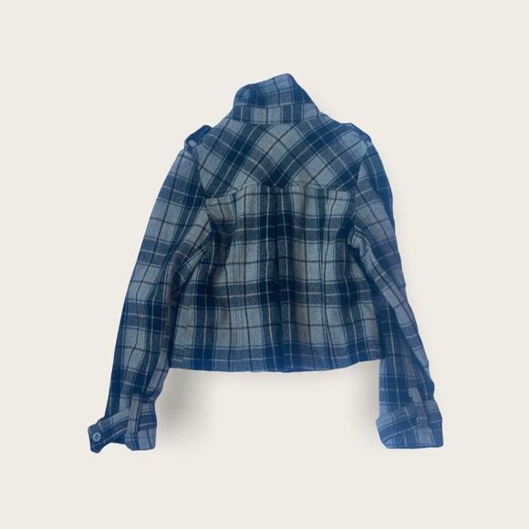 Ruff Hewn Stylish Wool Crop Jacket Blazer Casual Button Down Gray Plaid‎ - Picture 5 of 12